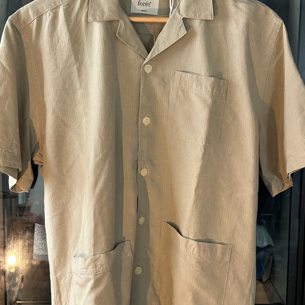 Forét Beige Short Sleeve Button-Up Shirt